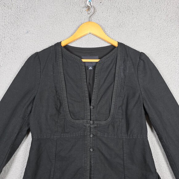 Banana Republic Jacket Womens Size 8 Black Cotton Linen Blend Y2K Grunge Goth - Picture 3 of 14